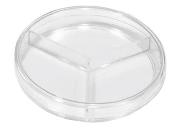 Placa de Petri 90x15mm com 3 compartimentos PS cristal