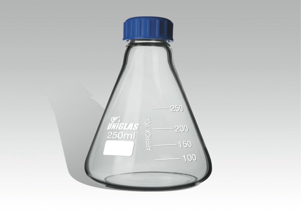 Frasco Erlenmeyer c/tampa rosca, graduado cap.1.000ml