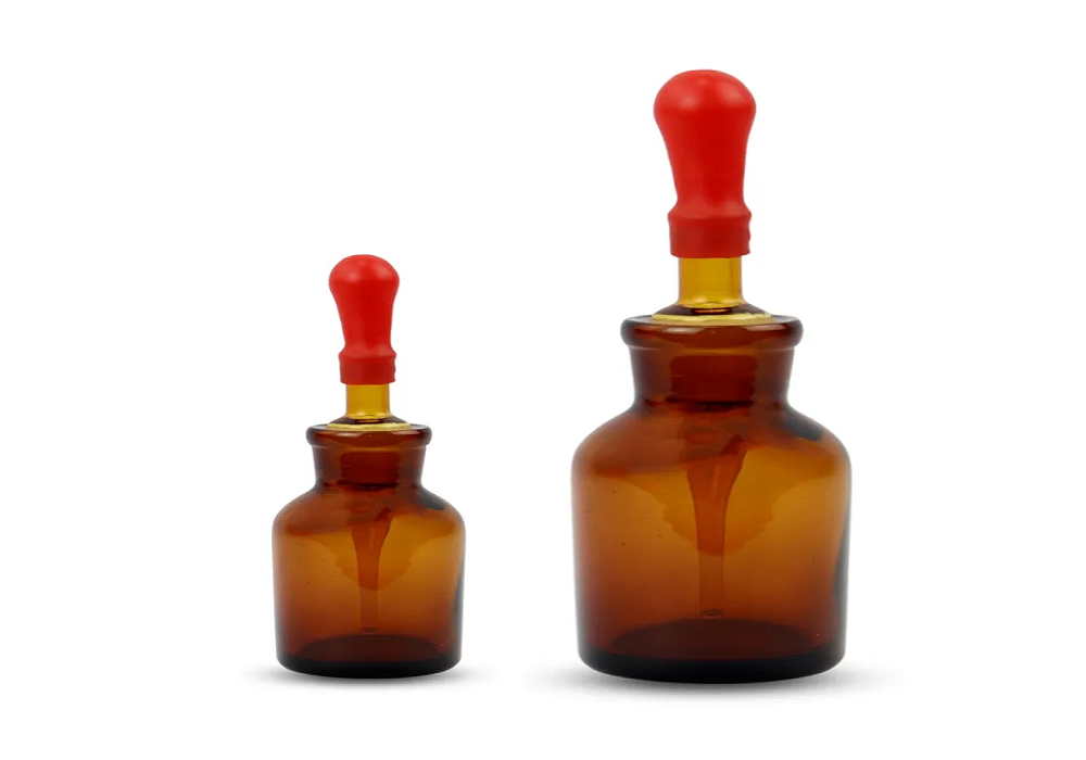 Frasco Conta-gotas Ambar c/pipeta Esmerilhada e Tetina de Borracha, cap.125ml