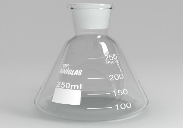 Frasco Erlenmeyer c/junta esmerilhada 24/40, graduado, cap.100ml